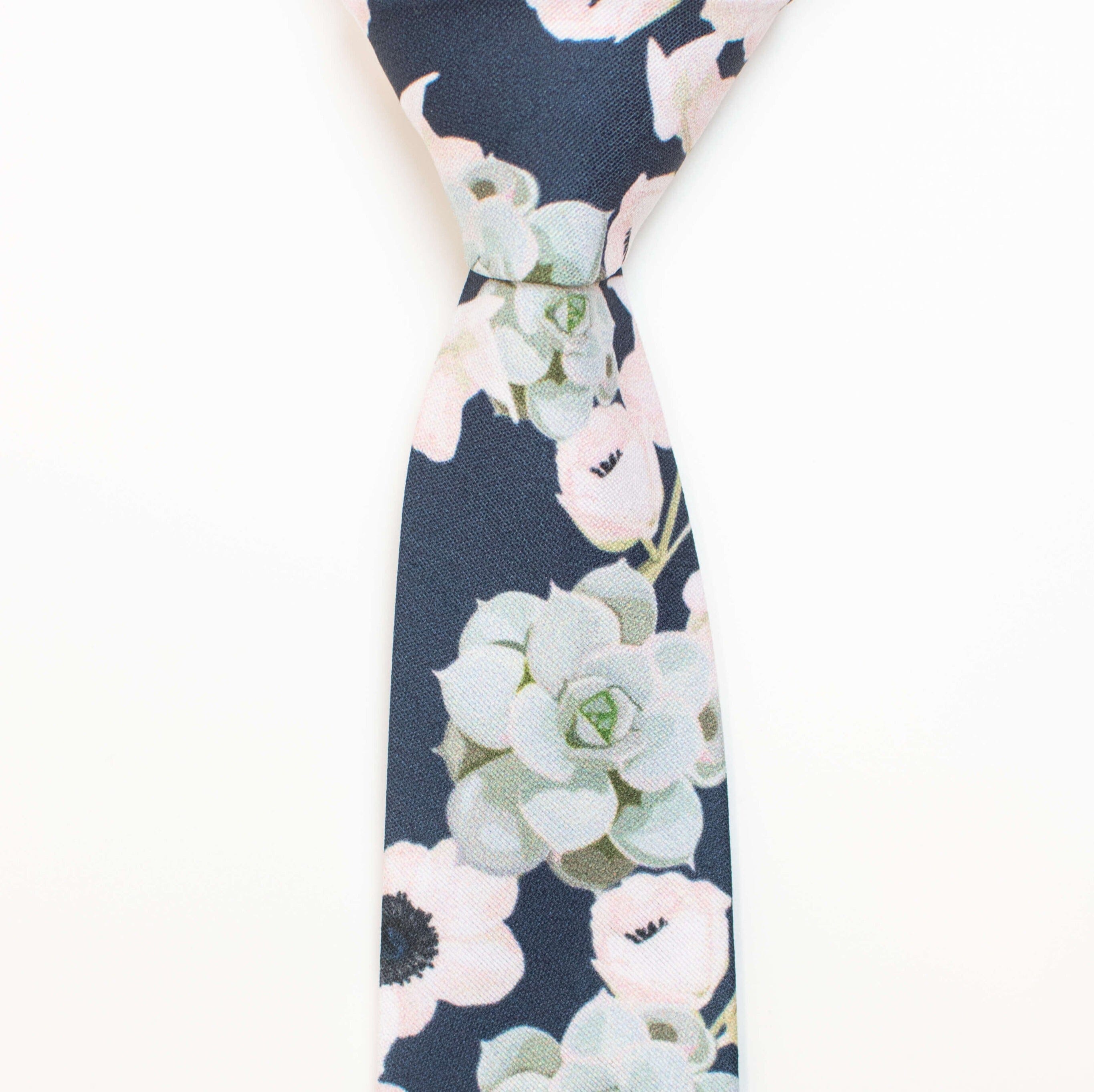 succulent necktie Brooks - Navy Floral and Succulent Tie