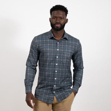 Hustle Sport Shirt - Long Sleeve - Navy Grey Flannel Hustle Sport Shirt Hustle Shirt