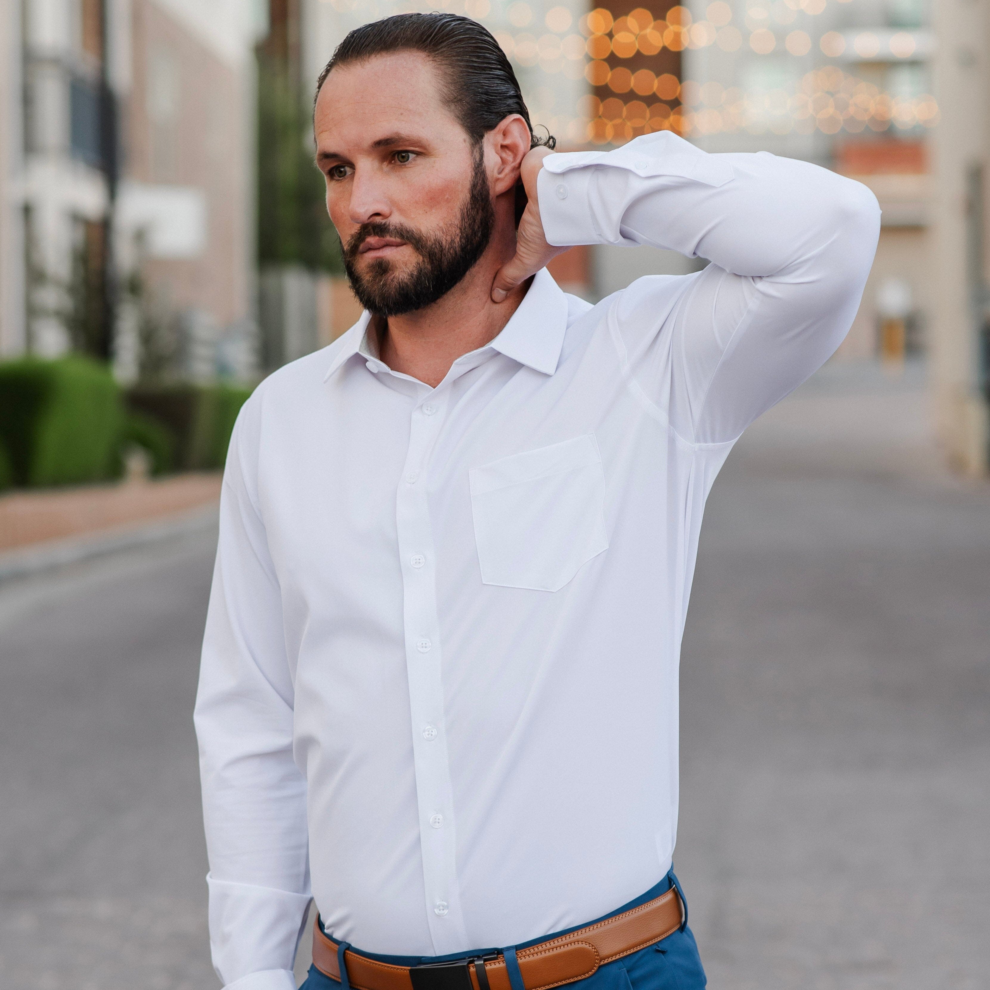 white long dress shirt Lenox Dress Shirt Slim Fit