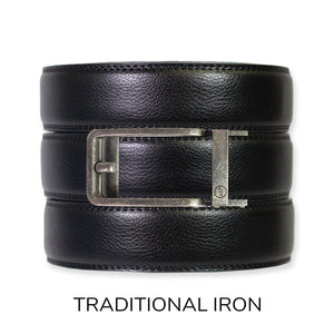 Black Leather Ratchet Belt & Buckle Set