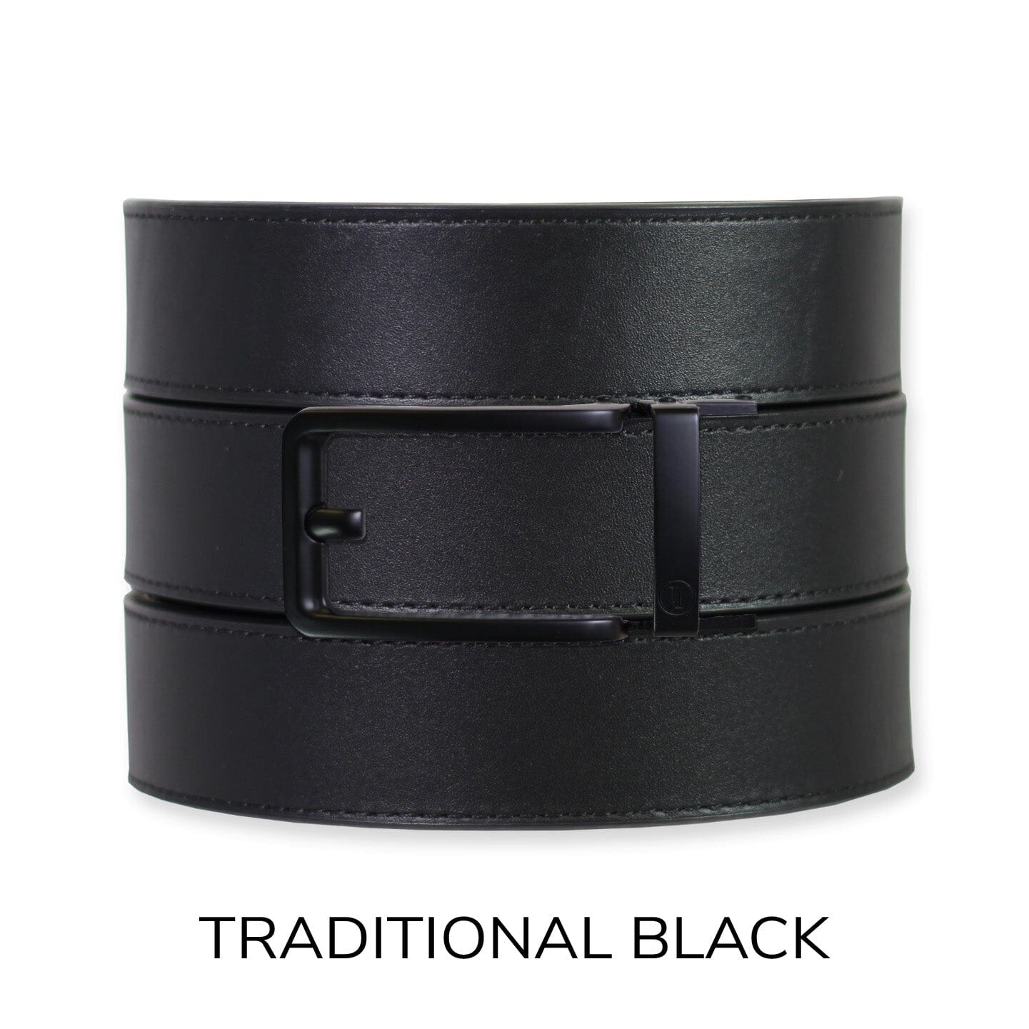 Black Top Grain Leather Ratchet Belt & Buckle Set