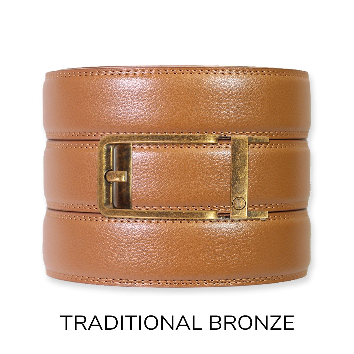 British Tan Leather Ratchet Belt & Buckle Set