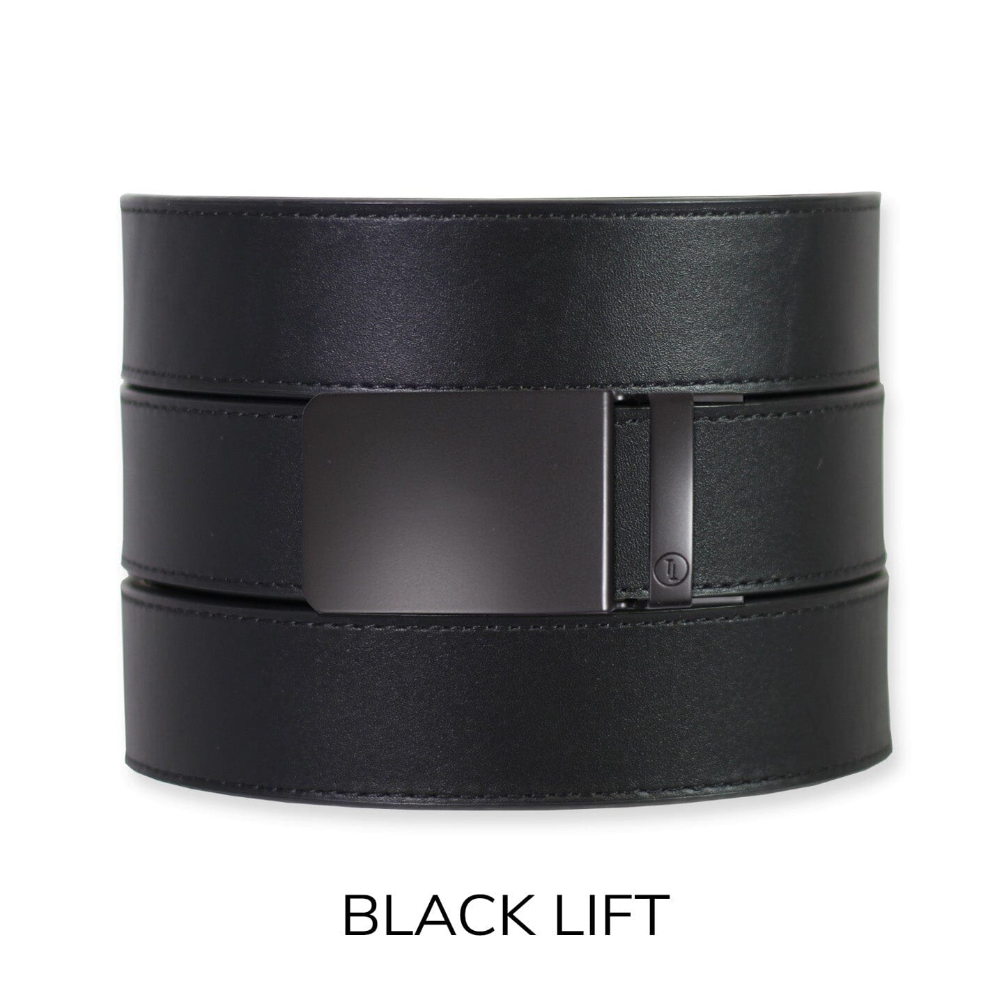 Black Top Grain Leather Ratchet Belt & Buckle Set