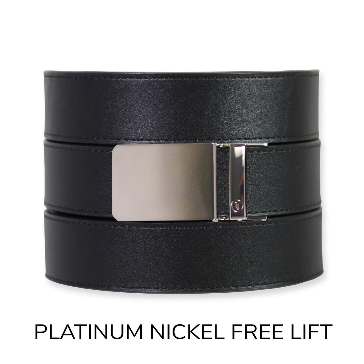 Grained leather silver buckle reversible belt