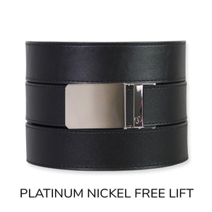 Black Top Grain Leather Ratchet Belt & Buckle Set