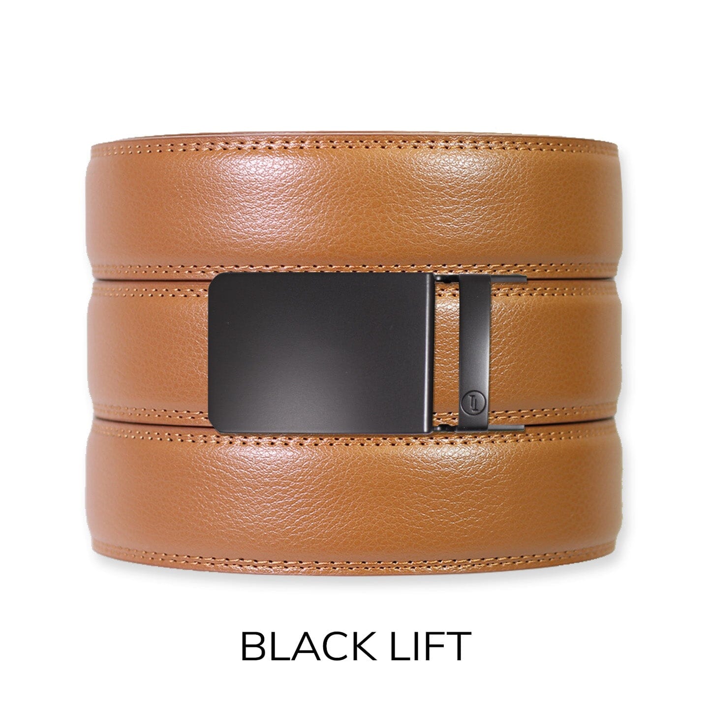 British Tan Leather Ratchet Belt & Buckle Set