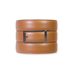British Tan Leather Ratchet Belt & Buckle Set