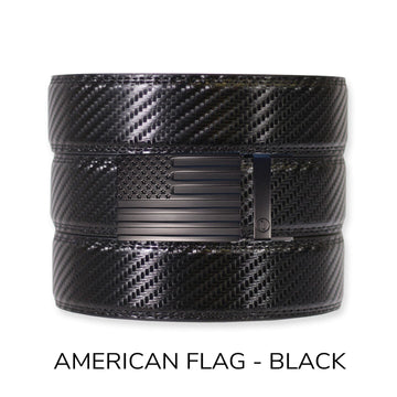 Carbon Black Leather Ratchet Belt & Buckle Set