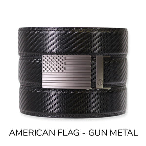 Carbon Black Leather Ratchet Belt & Buckle Set