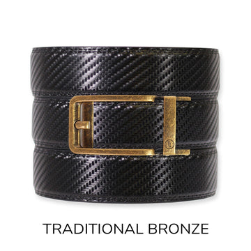 Carbon Black Leather Ratchet Belt & Buckle Set
