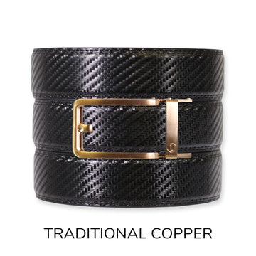 Carbon Black Leather Ratchet Belt & Buckle Set