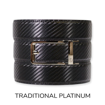 Carbon Black Leather Ratchet Belt & Buckle Set