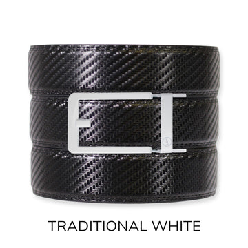 Carbon Black Leather Ratchet Belt & Buckle Set