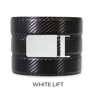 Carbon Black Leather Ratchet Belt & Buckle Set