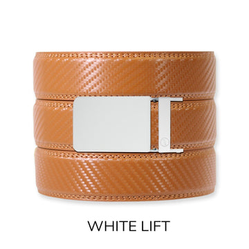 Carbon British Tan Leather Ratchet Belt & Buckle Set