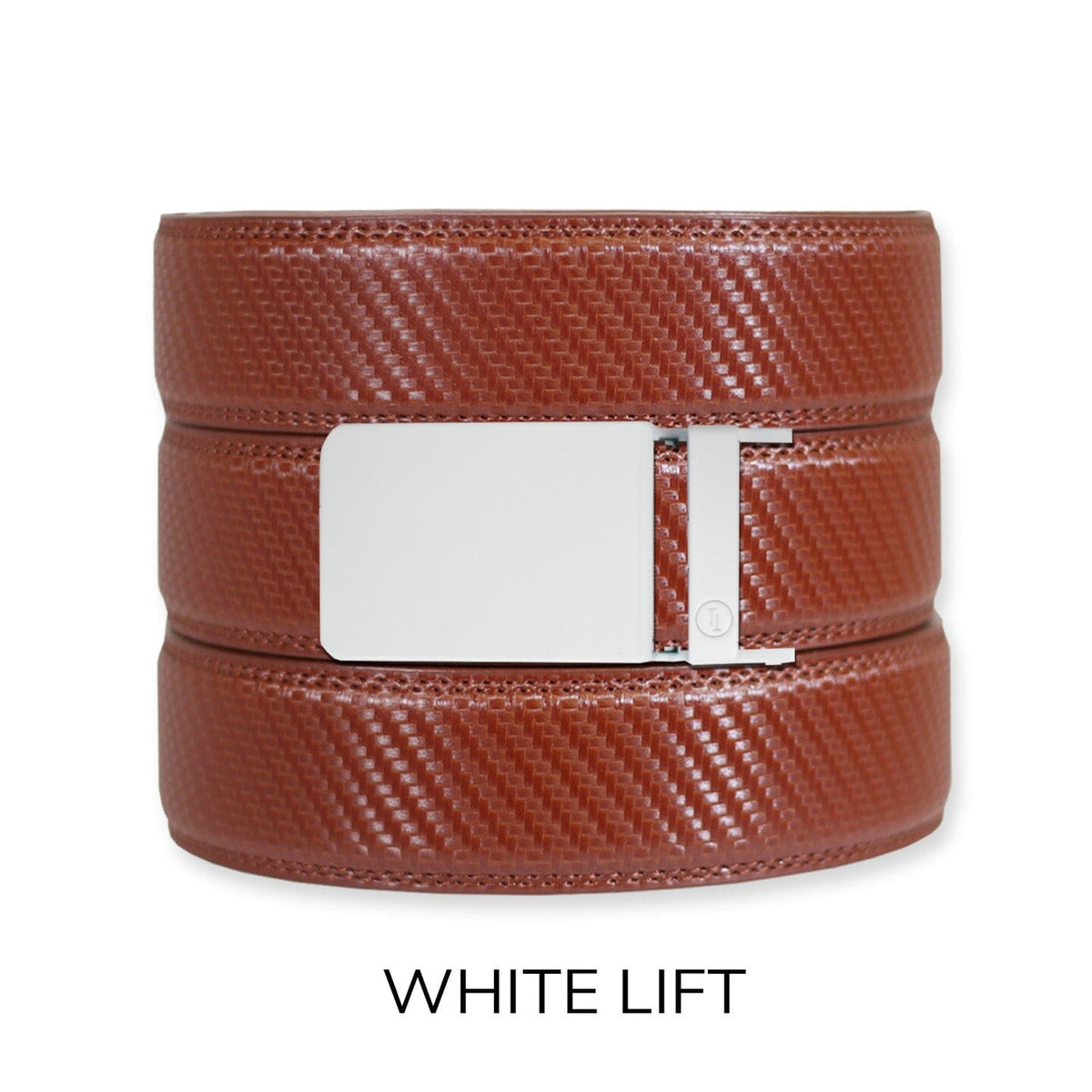 Carbon Cognac Leather Ratchet Belt & Buckle Set White — Belt Set Ratchet Belt