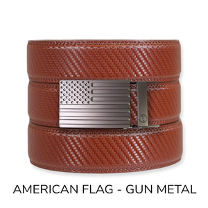 Carbon Cognac Leather Ratchet Belt & Buckle Set
