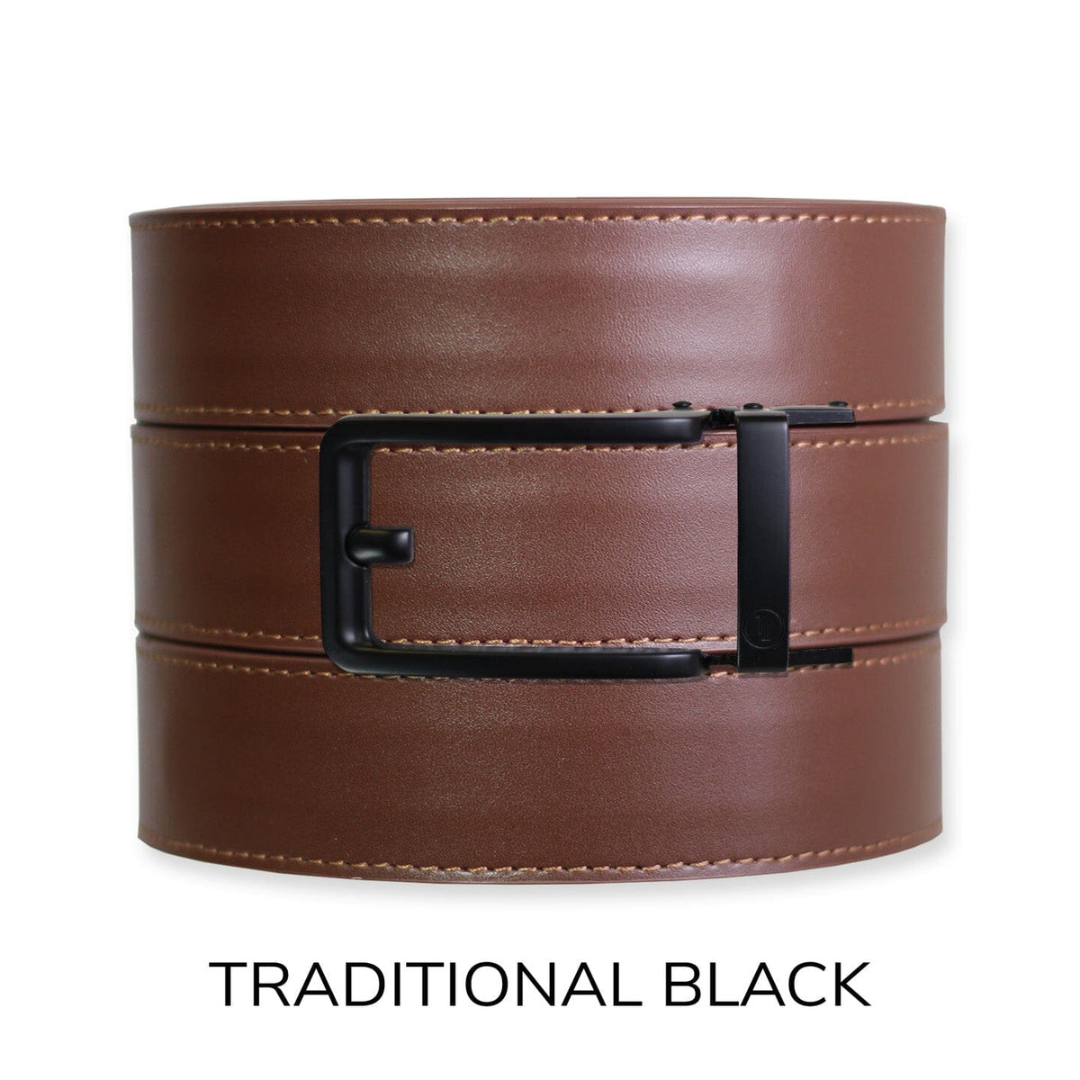 Smooth Leather Dress Belt With Pin Buckle - Chestnut/Black, Belts