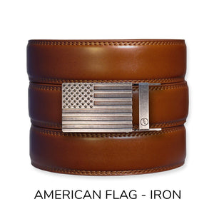 Cognac Leather Ratchet Belt & Buckle Set