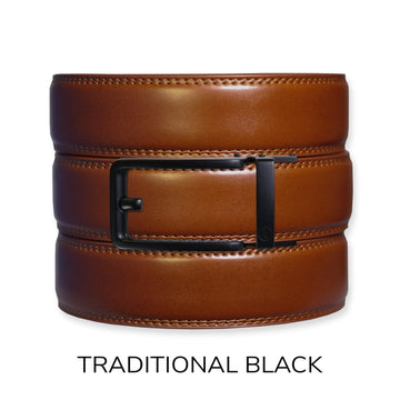 Cognac Leather Ratchet Belt & Buckle Set