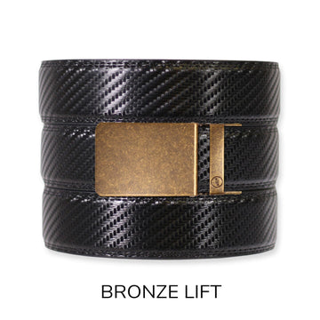 Carbon Black Leather Ratchet Belt & Buckle Set