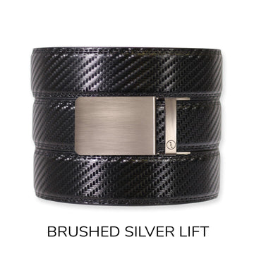 Carbon Black Leather Ratchet Belt & Buckle Set