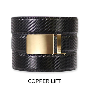 Carbon Black Leather Ratchet Belt & Buckle Set