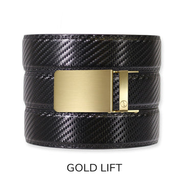 Carbon Black Leather Ratchet Belt & Buckle Set