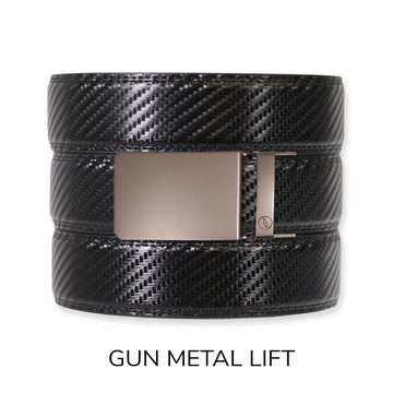 Carbon Black Leather Ratchet Belt & Buckle Set
