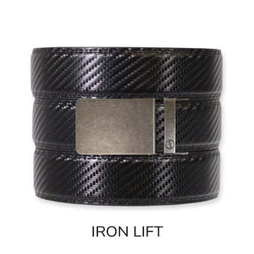 Carbon Black Leather Ratchet Belt & Buckle Set