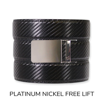 Carbon Black Leather Ratchet Belt & Buckle Set