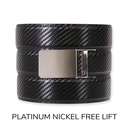 Carbon Black Leather Ratchet Belt & Buckle Set