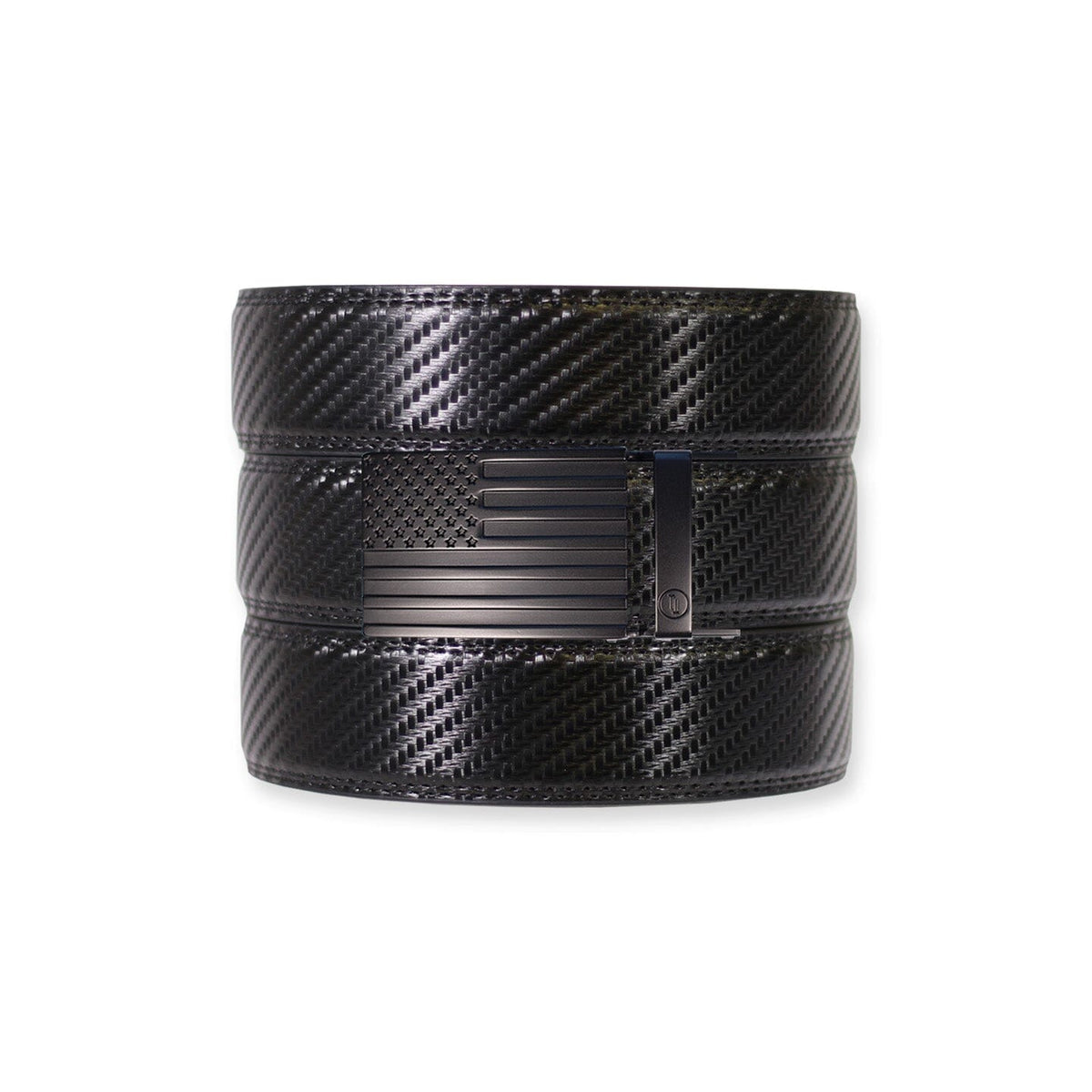 Carbon Black Leather Ratchet Belt &amp; Buckle Set