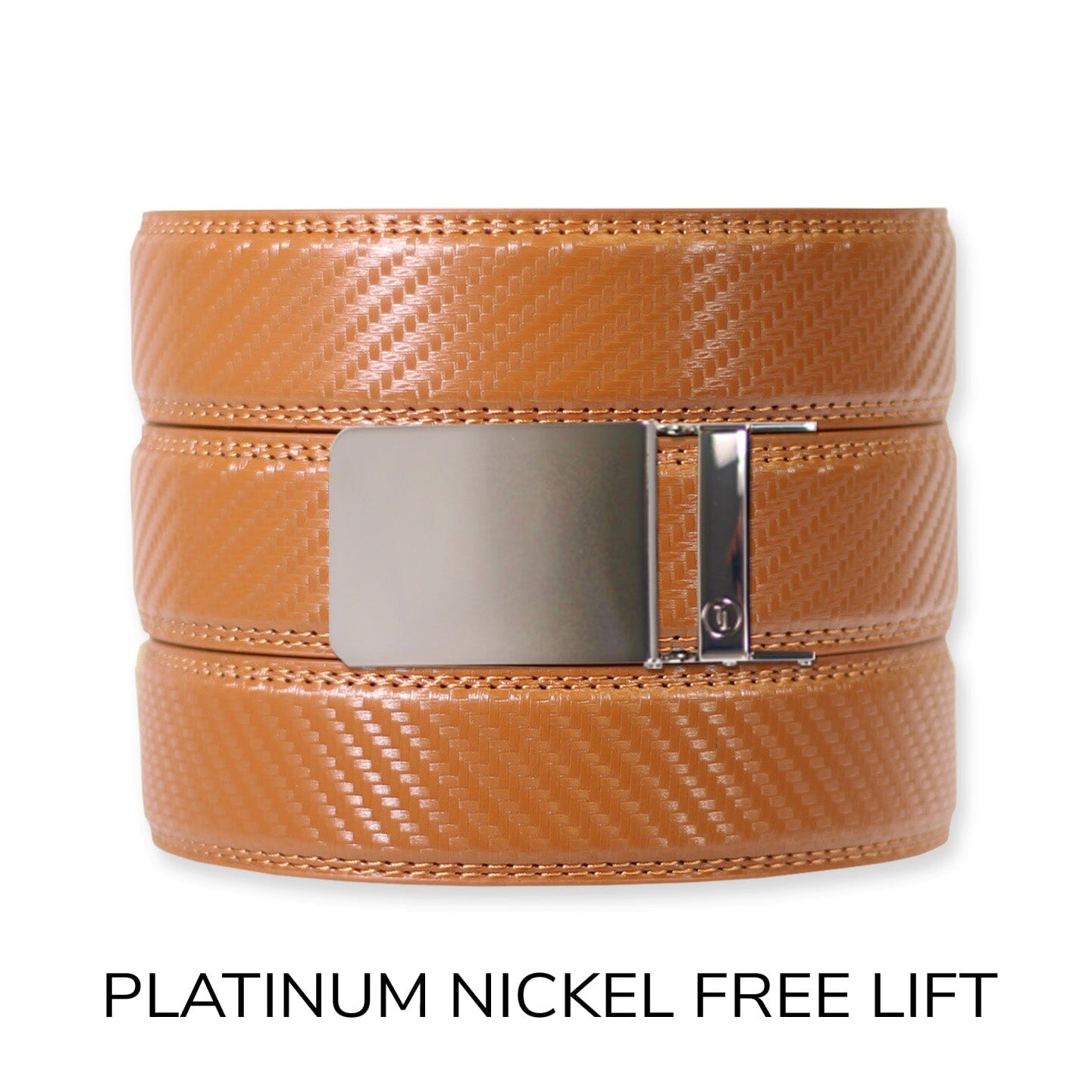 Carbon British Tan Leather Ratchet Belt & Buckle Set