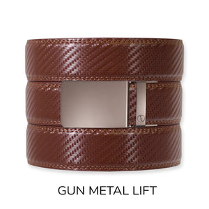 Carbon Chestnut Leather Ratchet Belt & Buckle Set