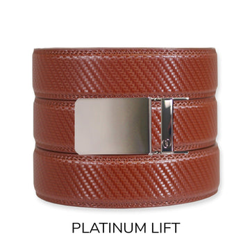 Carbon Cognac Leather Ratchet Belt & Buckle Set