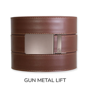 Chestnut Top Grain Leather Ratchet Belt & Buckle Set
