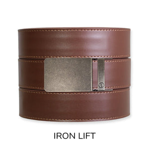 Chestnut Top Grain Leather Ratchet Belt & Buckle Set