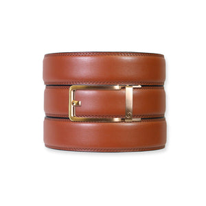 Chili Brown Leather Ratchet Belt & Buckle Set