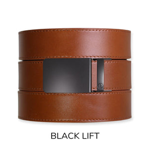 Cognac Top Grain Leather Ratchet Belt & Buckle Set