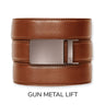 Cognac Leather Ratchet Belt & Buckle Set Belt Set Ratchet Belt Gun Metal 