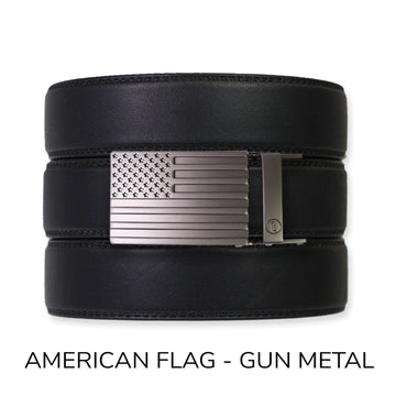 EDC Black Leather Gun Ratchet Belt & Buckle Set