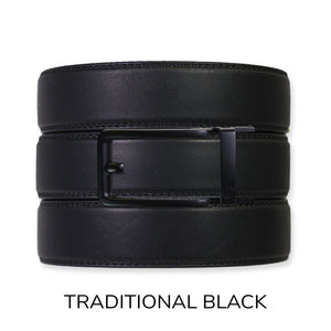 EDC Black Leather Gun Ratchet Belt & Buckle Set