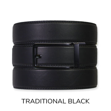 EDC Black Leather Gun Ratchet Belt & Buckle Set