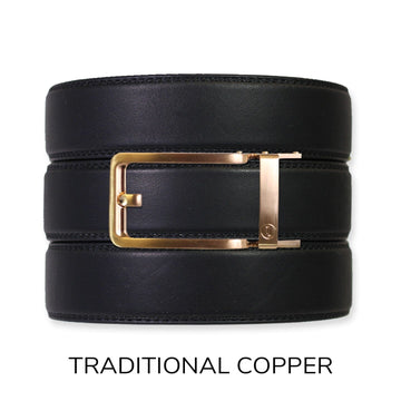 EDC Black Leather Gun Ratchet Belt & Buckle Set