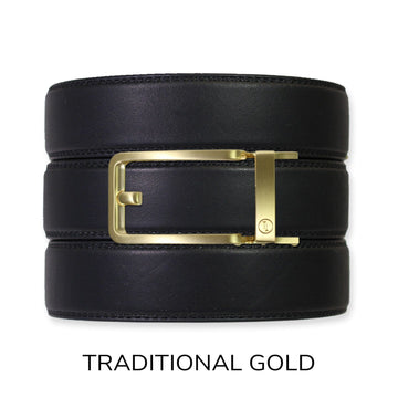 EDC Black Leather Gun Ratchet Belt & Buckle Set