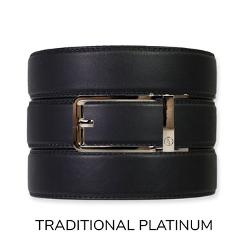 EDC Black Leather Gun Ratchet Belt & Buckle Set