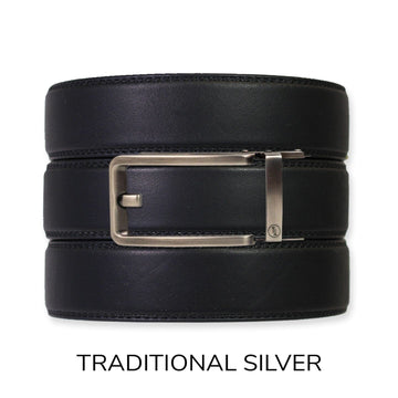 EDC Black Leather Gun Ratchet Belt & Buckle Set