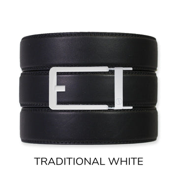 EDC Black Leather Gun Ratchet Belt & Buckle Set