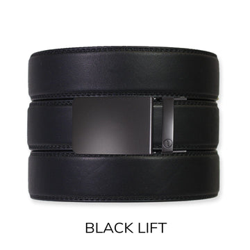 EDC Black Leather Gun Ratchet Belt & Buckle Set